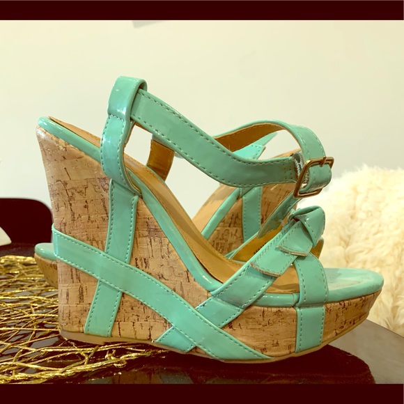 Color block teal wedges - Picture 1 of 6